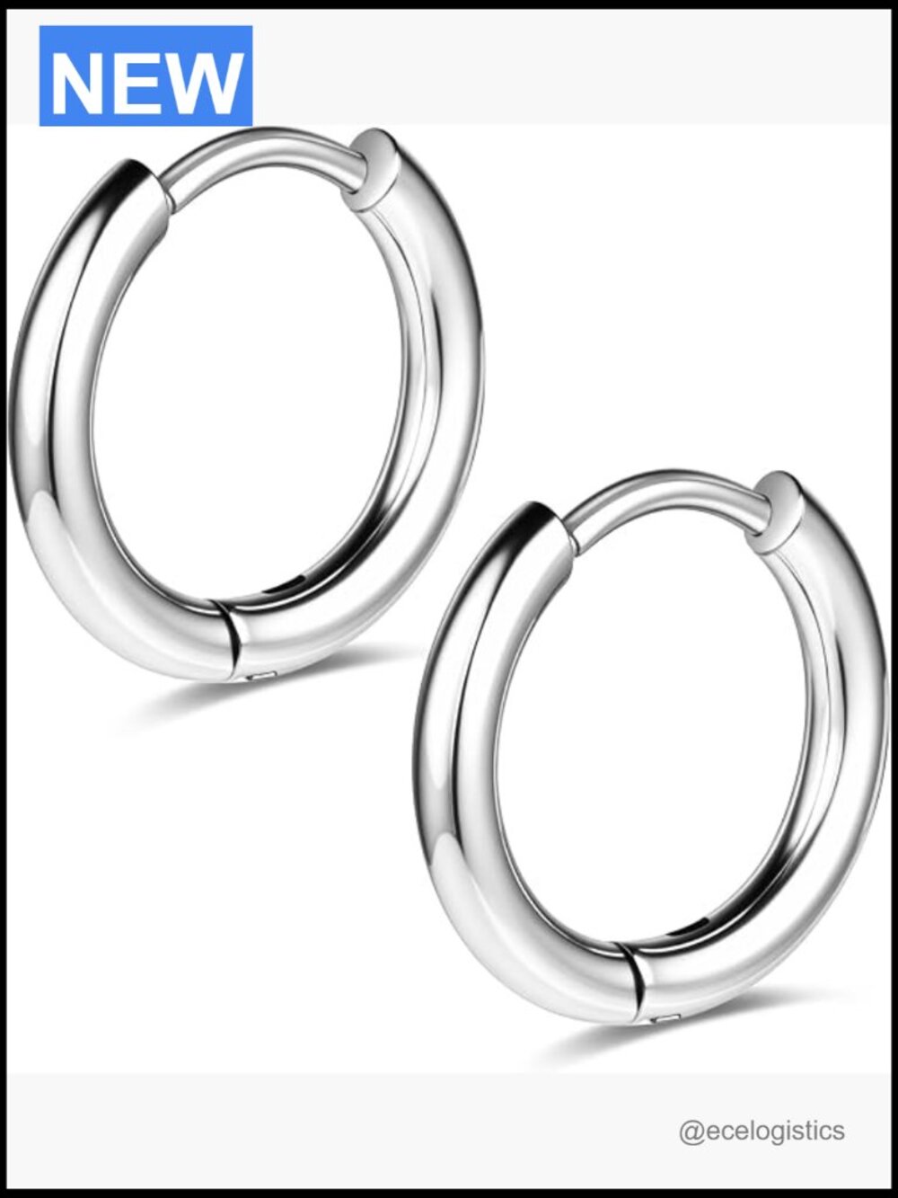 Titanium Hoop Earrings Hypoallergenic Snap-Clip 20G Huggie 8-20mm